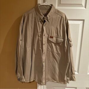 Woolrich Shooting Shirt Outdoor Guide Collection Long Sleeve Khaki Canvas 2XL
